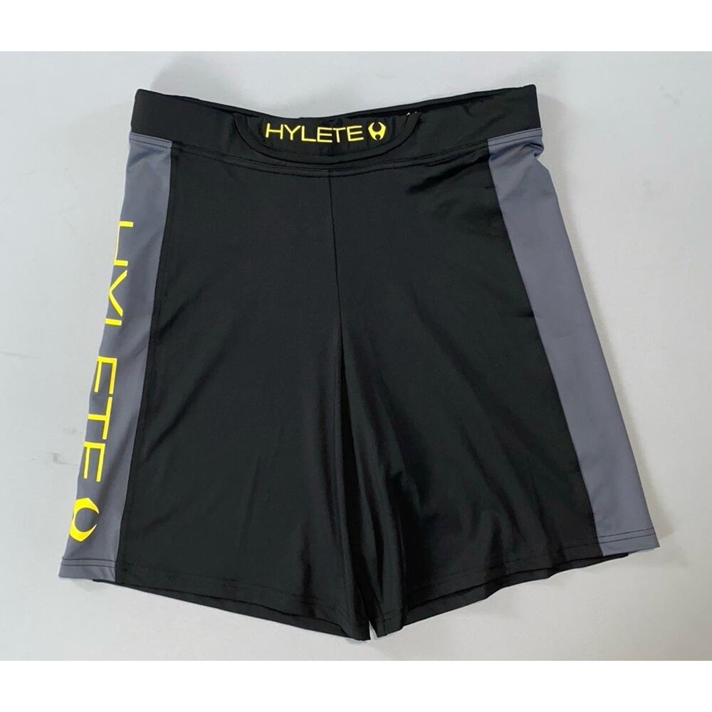 Hylete Elastic Waist Athletic Cross Fit Shorts. Black w/ Yellow, Men's S. NWT!!